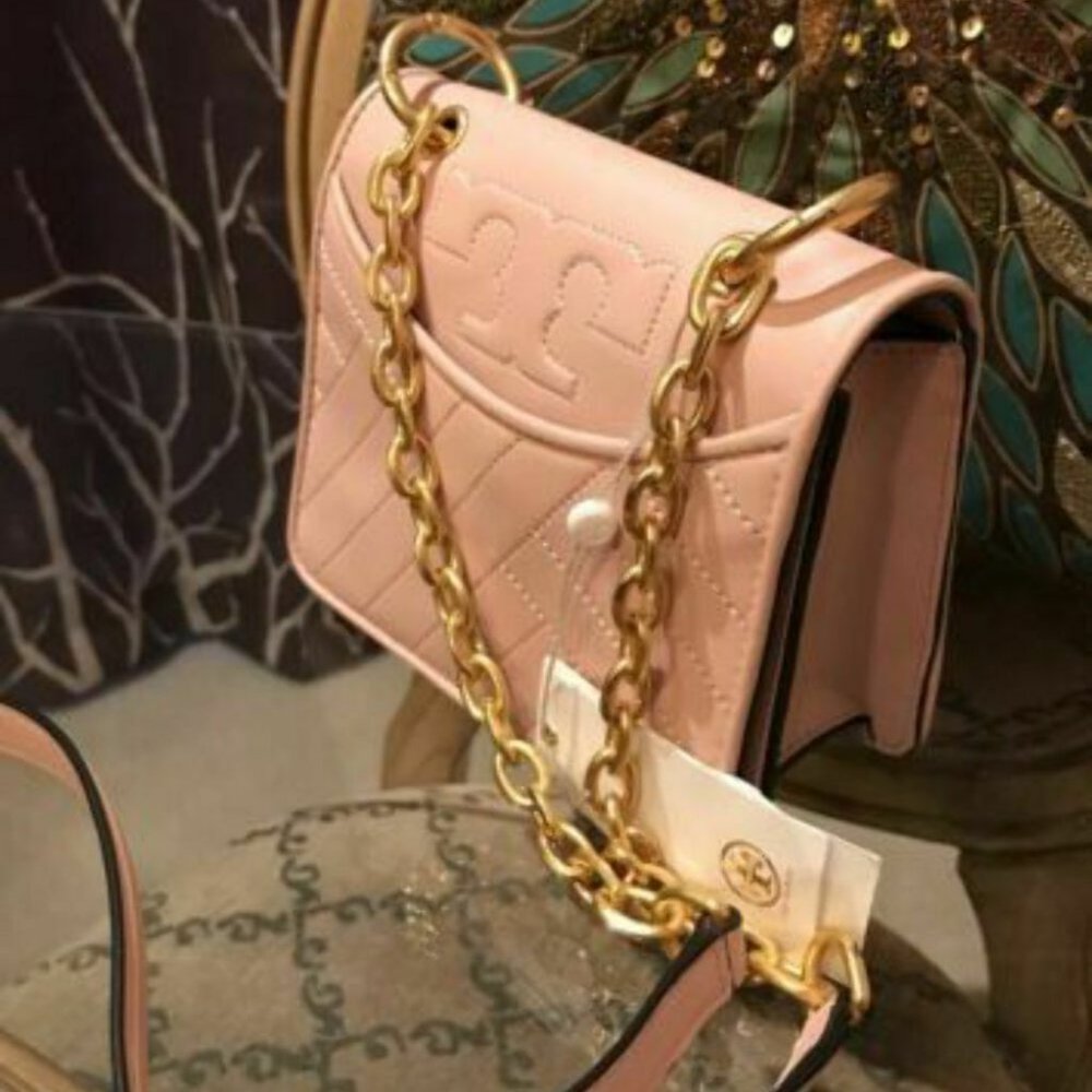 TORY BURCH Pink Chevron Alexa Quilted Crossbody